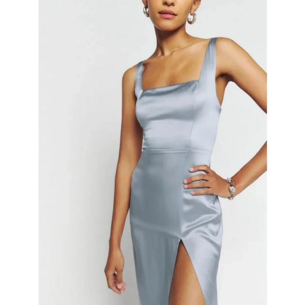 💕REFORMATION💕 Solay Silk Dress ~ Mineral 6 NWT
